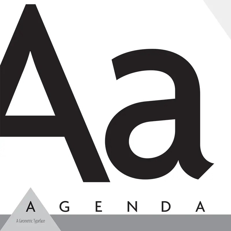 Cover of a book created about Agenda, the typeface