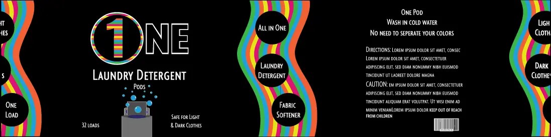 Flat dieline of laundry pod package design