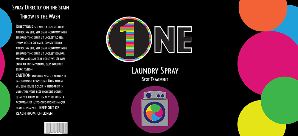 Flat dieline of a Laundry spray package design